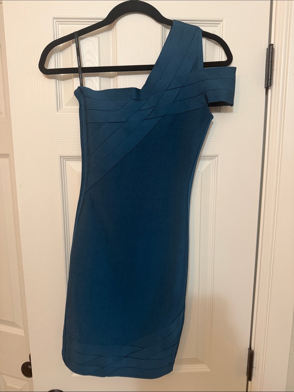 Marciano One-Shoulder Teal Sheath Dress